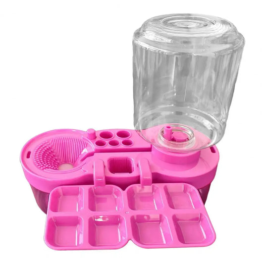 Paintbrush Cleaning Tool with Water Circulation Paint Brush Cleaner Brush Washer Painting Station with Brush Holder and Palette