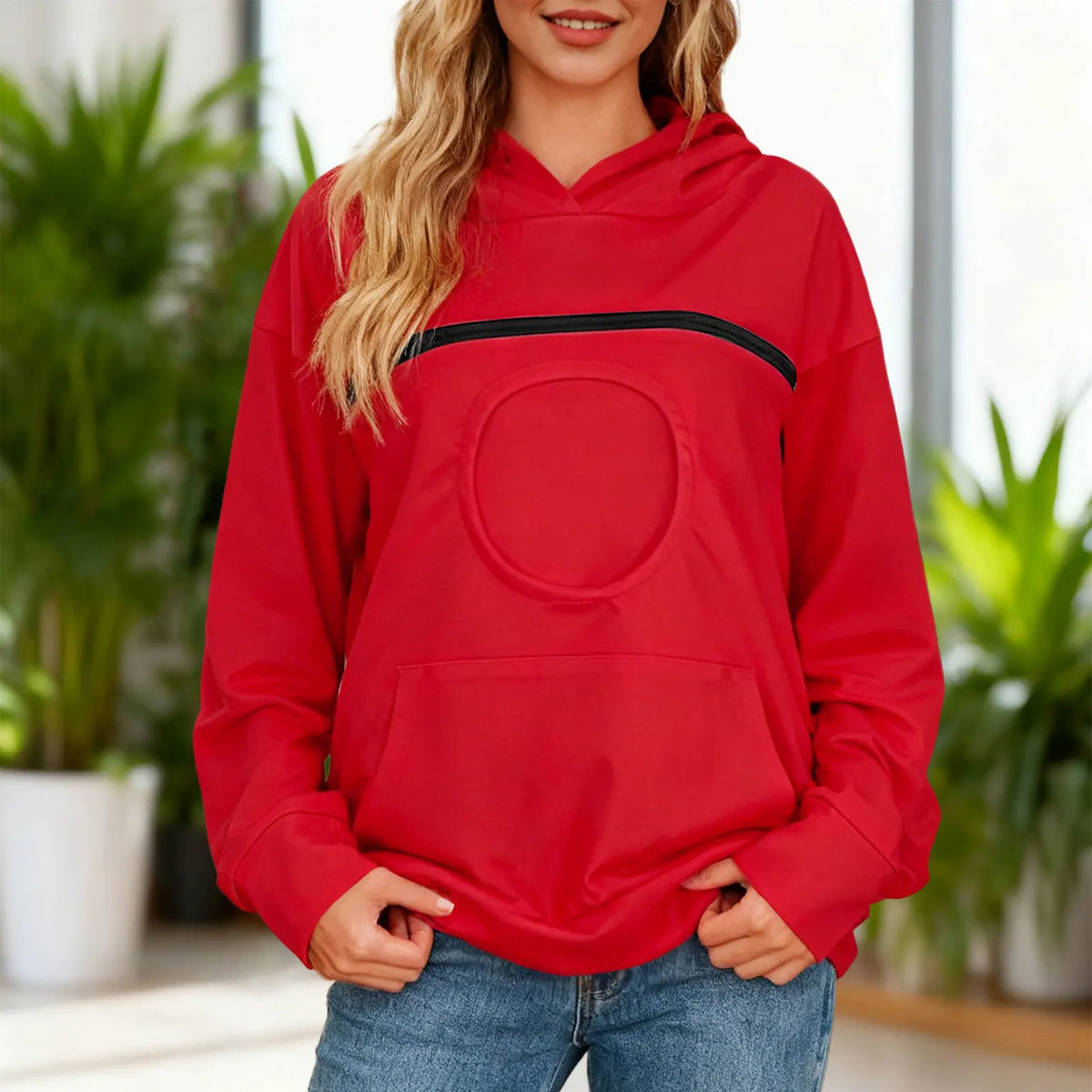 Women New Kangaroo Blackley Sweatshirt Casual Solid Color Pet Pocket Hooded Pullover Tops Pouch Cat Pockets Hoodie for Women
