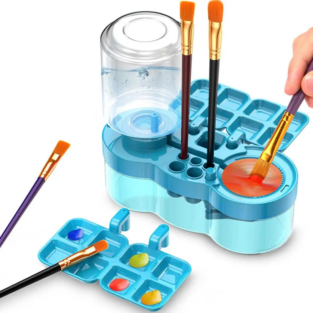 Paintbrush Cleaning Tool with Water Circulation Paint Brush Cleaner Brush Washer Painting Station with Brush Holder and Palette