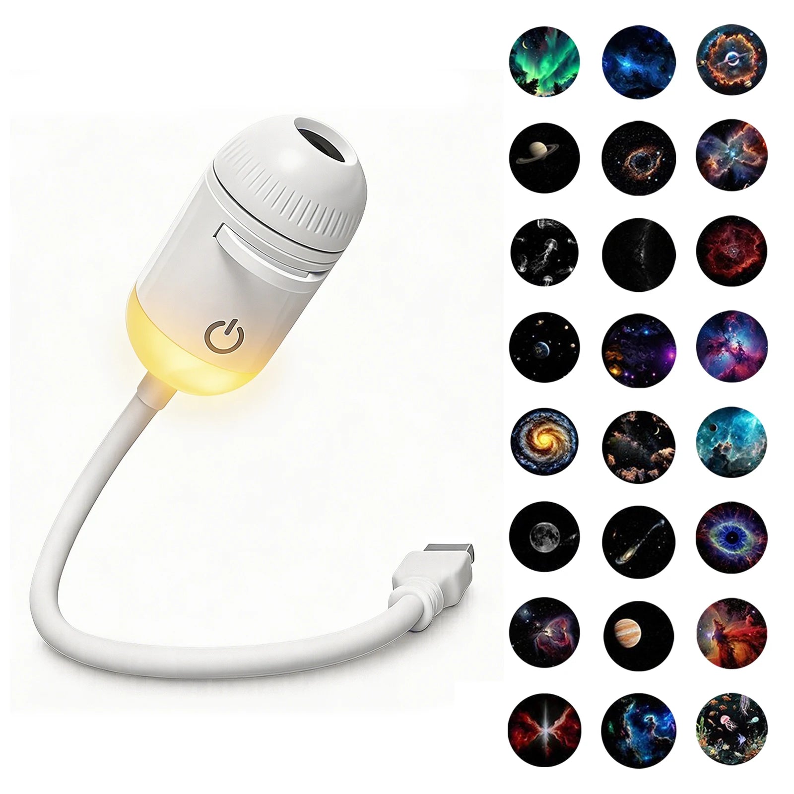 New 2 in 1 USB Projection Light Manual Focus Galaxy Projector Light Car Ambient Lamp Romantic Room Moon Saturn Star Night Lights