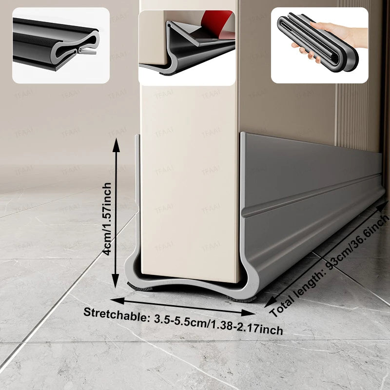 Flexible Door Bottom Sealing Strip Door Gap Soundproofing Wind and Dust Proof Weather Strip under Door Draft Stopper Tape