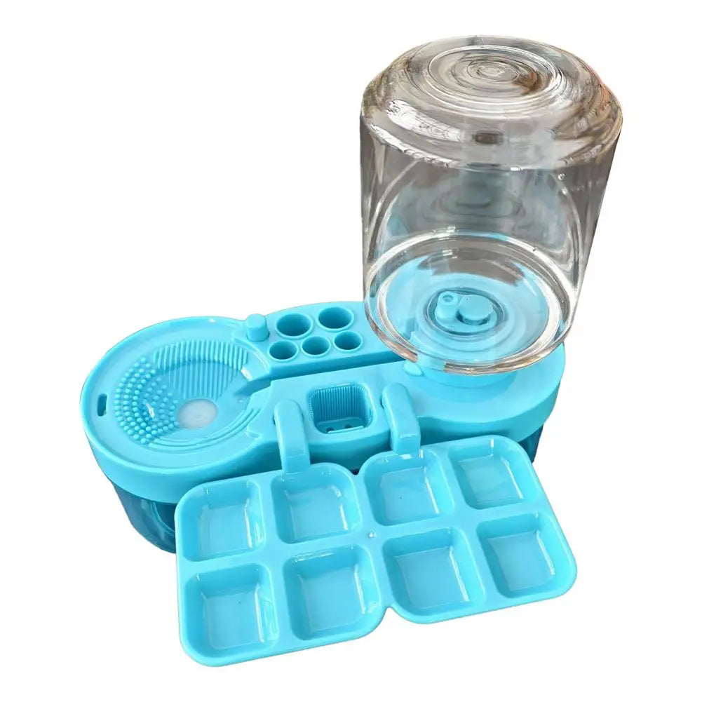 Paintbrush Cleaning Tool with Water Circulation Paint Brush Cleaner Brush Washer Painting Station with Brush Holder and Palette