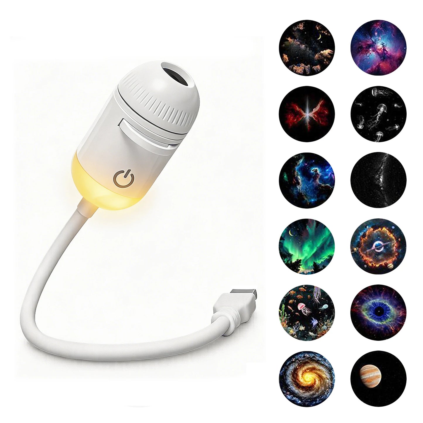 New 2 in 1 USB Projection Light Manual Focus Galaxy Projector Light Car Ambient Lamp Romantic Room Moon Saturn Star Night Lights