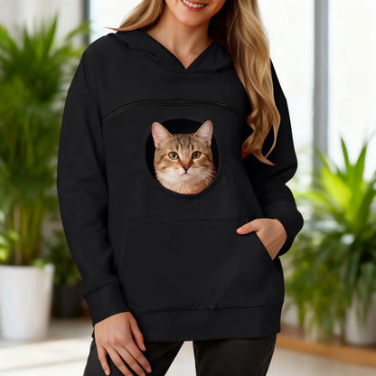 Women New Kangaroo Blackley Sweatshirt Casual Solid Color Pet Pocket Hooded Pullover Tops Pouch Cat Pockets Hoodie for Women