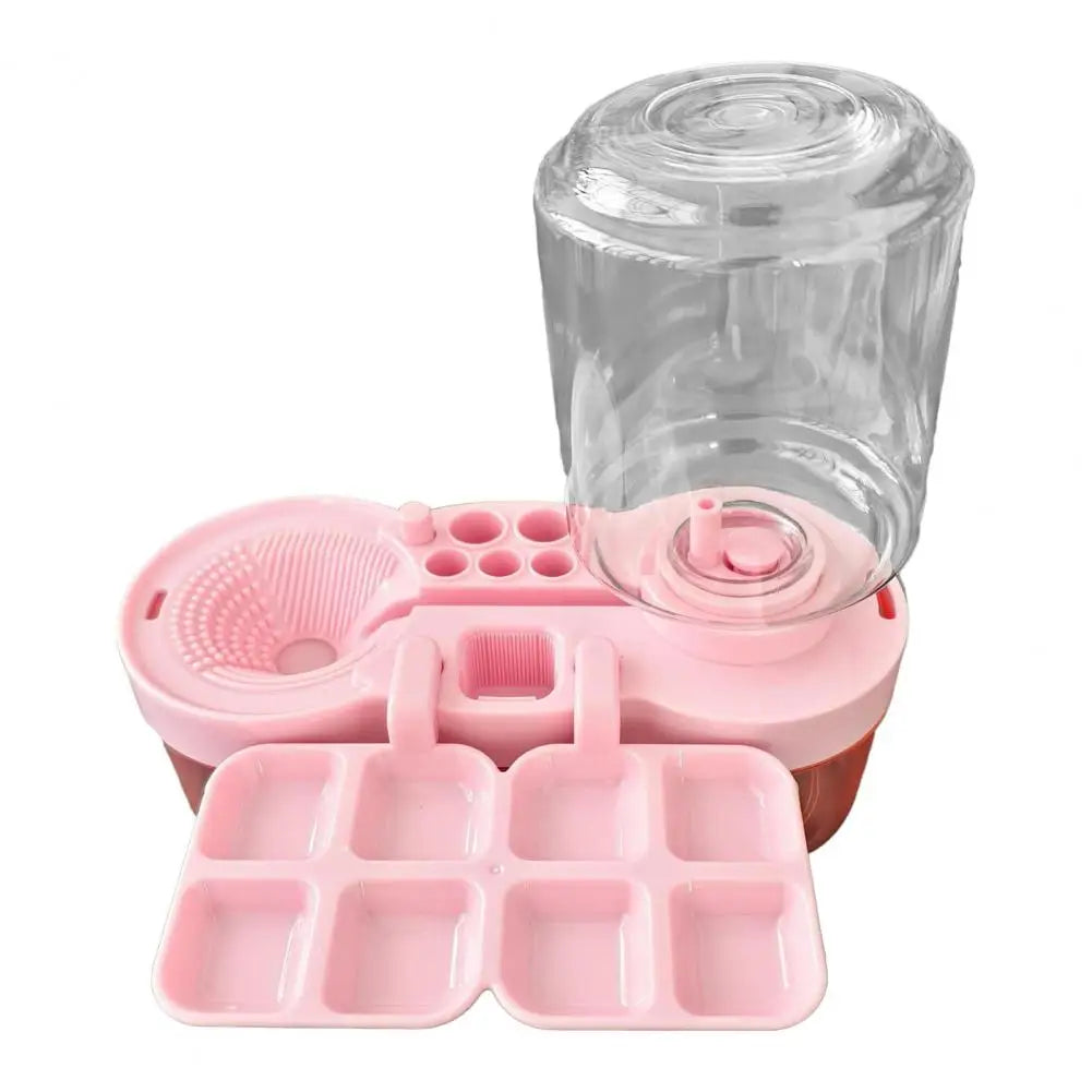 Paintbrush Cleaning Tool with Water Circulation Paint Brush Cleaner Brush Washer Painting Station with Brush Holder and Palette