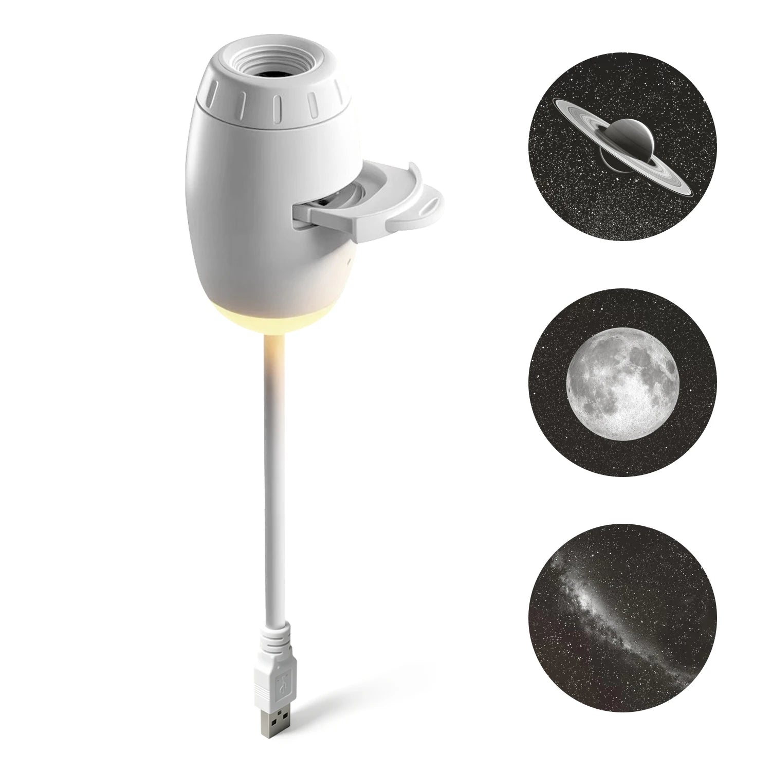 New 2 in 1 USB Projection Light Manual Focus Galaxy Projector Light Car Ambient Lamp Romantic Room Moon Saturn Star Night Lights