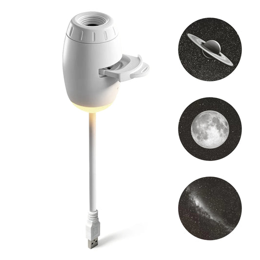 New 2 in 1 USB Projection Light Manual Focus Galaxy Projector Light Car Ambient Lamp Romantic Room Moon Saturn Star Night Lights