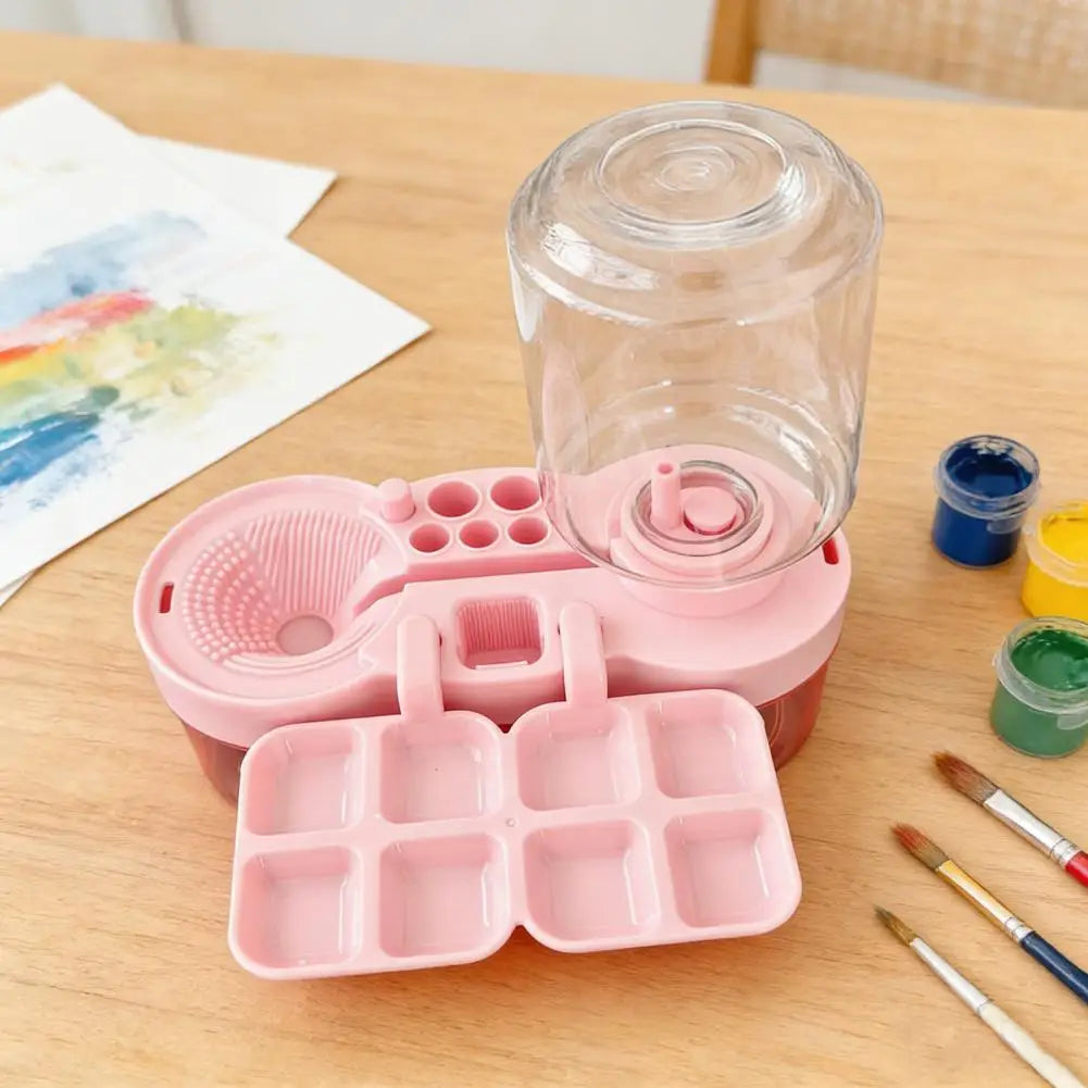 Paintbrush Cleaning Tool with Water Circulation Paint Brush Cleaner Brush Washer Painting Station with Brush Holder and Palette
