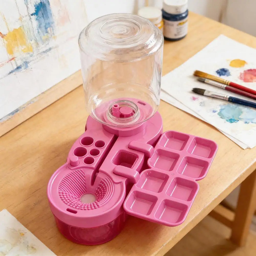 Paintbrush Cleaning Tool with Water Circulation Paint Brush Cleaner Brush Washer Painting Station with Brush Holder and Palette