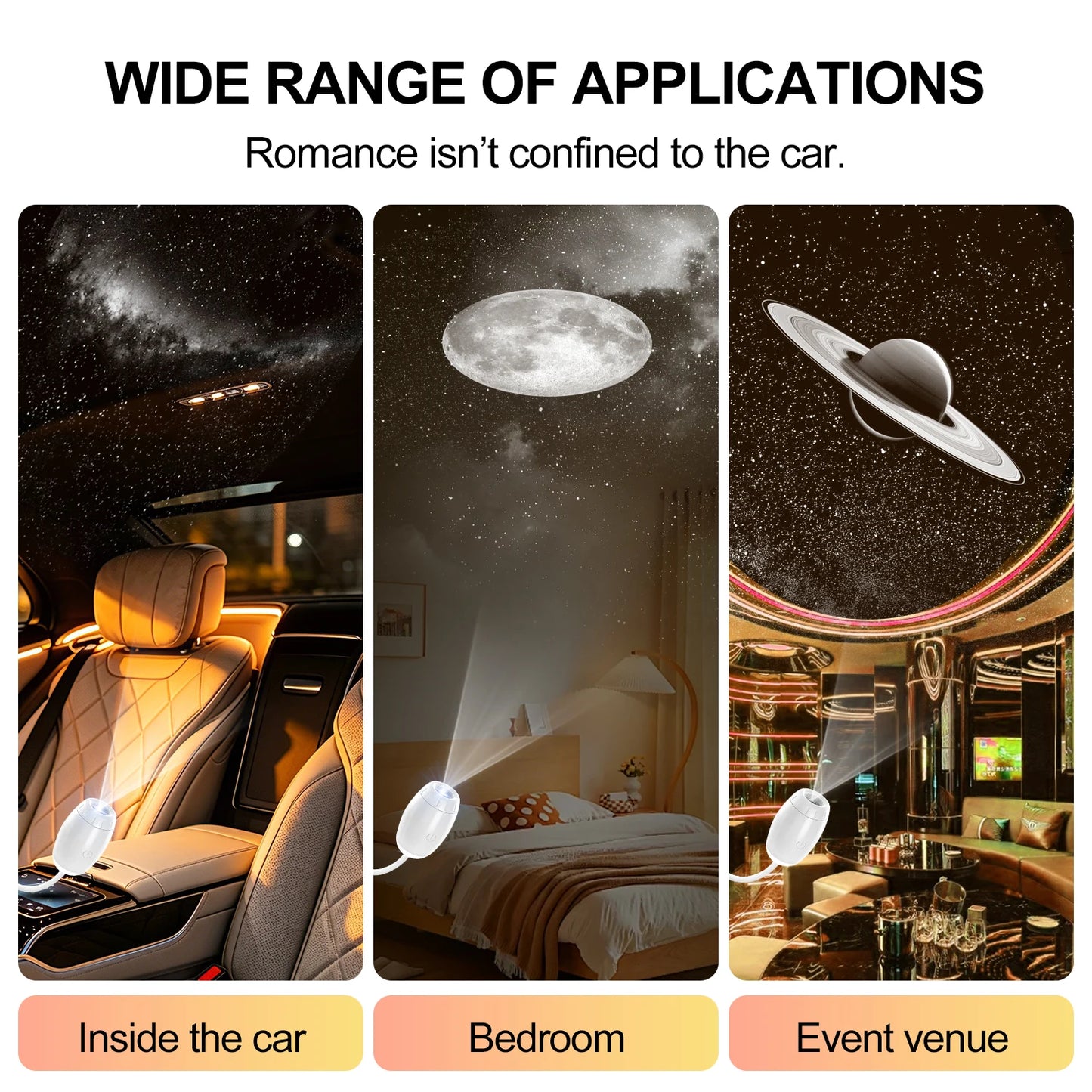 New 2 in 1 USB Projection Light Manual Focus Galaxy Projector Light Car Ambient Lamp Romantic Room Moon Saturn Star Night Lights