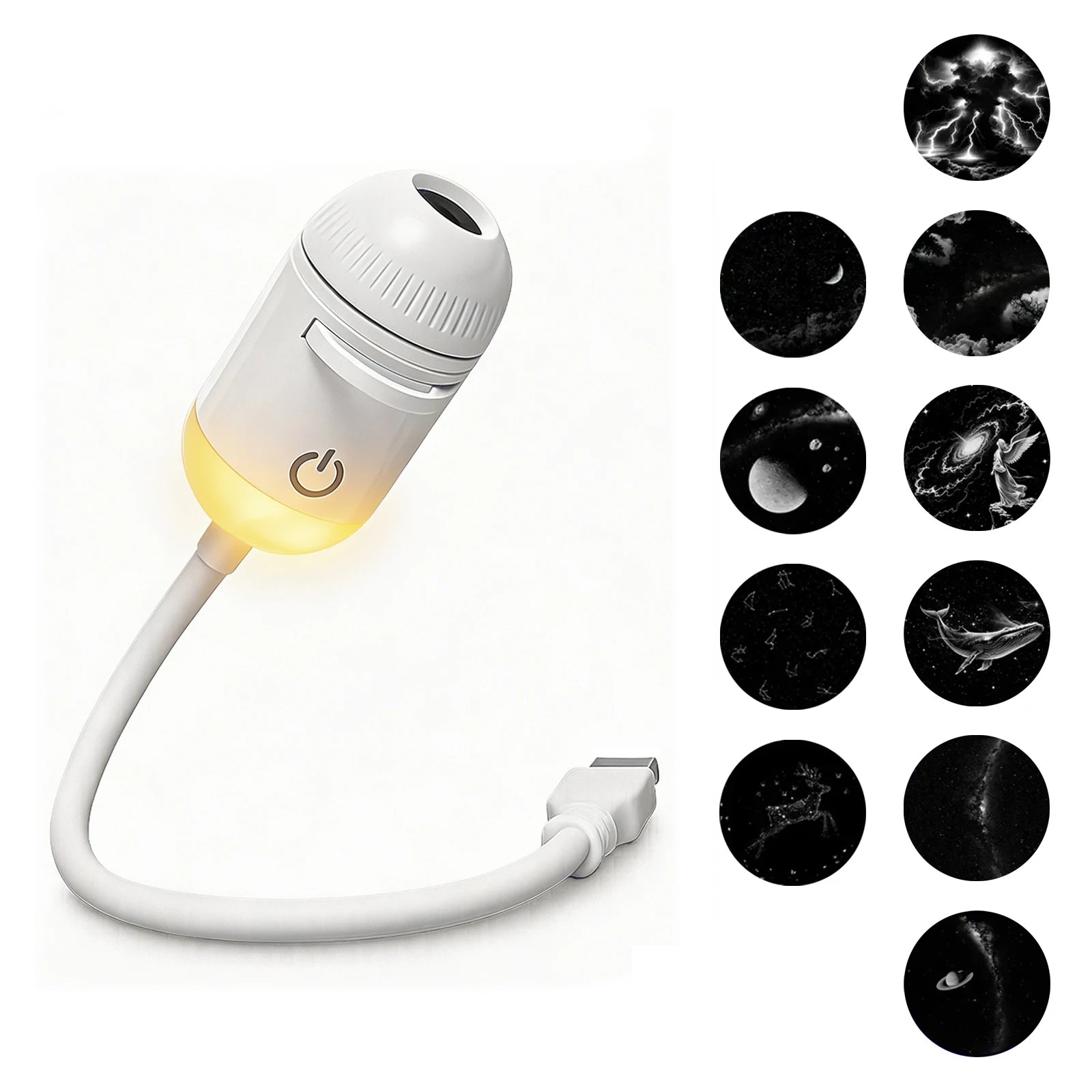 New 2 in 1 USB Projection Light Manual Focus Galaxy Projector Light Car Ambient Lamp Romantic Room Moon Saturn Star Night Lights