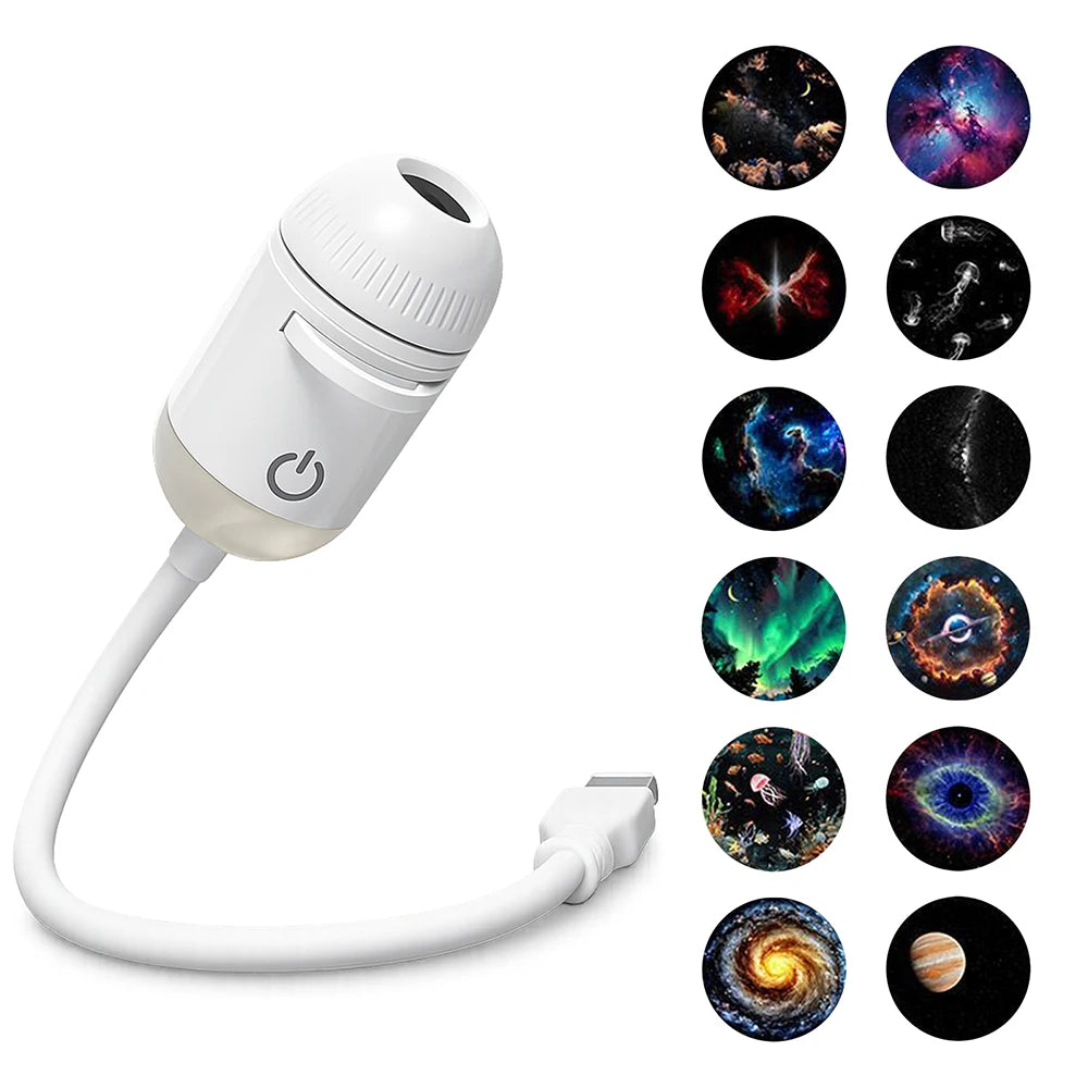2 in 1 Usb Mini Galaxy Star Projector Night Light Optional Films Starry Sky Ambient Light for Car Home Decor for Adults and Kids