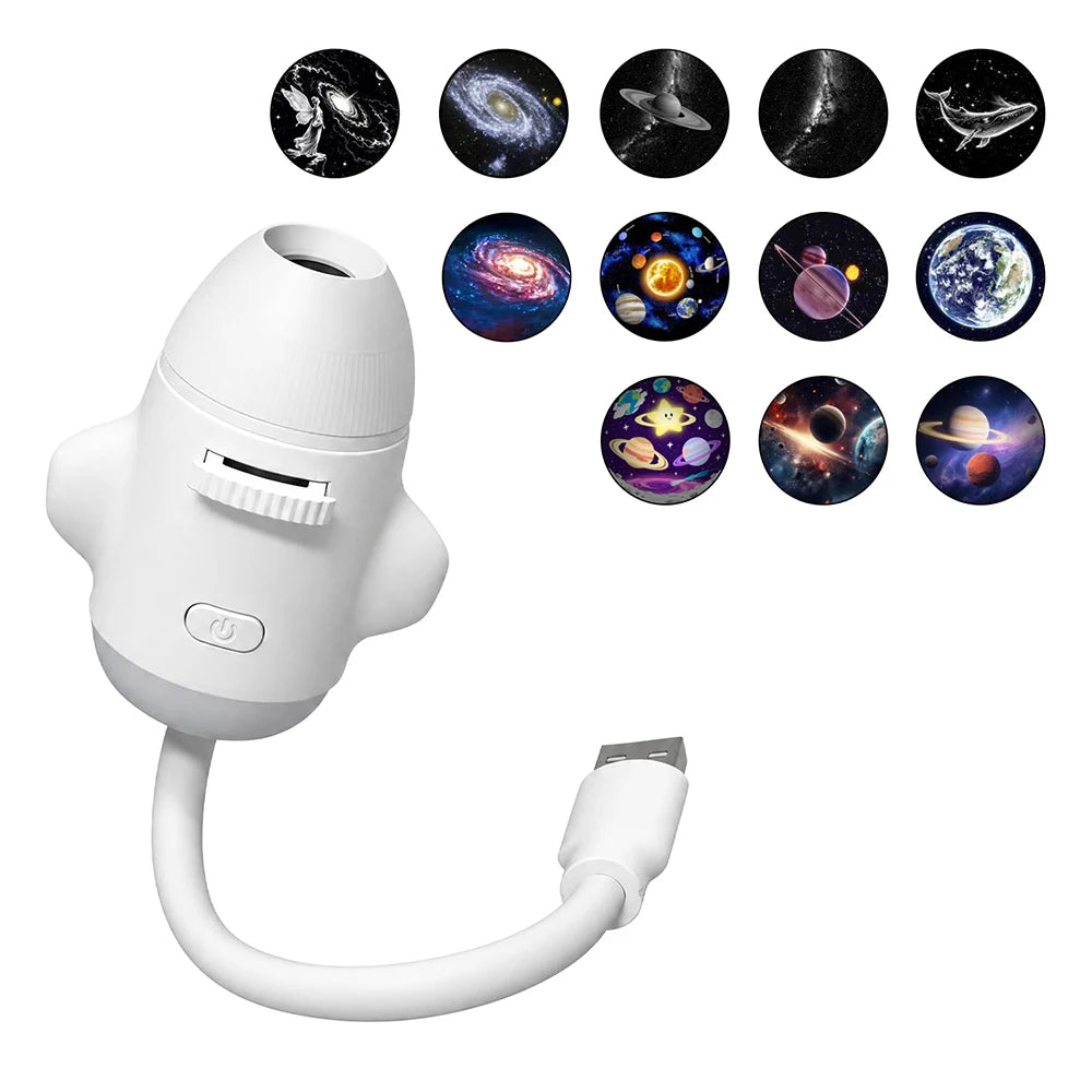 2 in 1 Usb Mini Galaxy Star Projector Night Light Optional Films Starry Sky Ambient Light for Car Home Decor for Adults and Kids