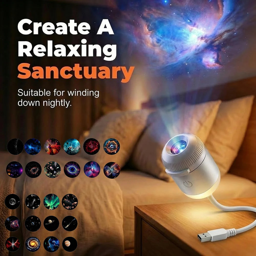 2-In-1 USB Ambient Light for Large Range Projection Atmosphere Multiple Scenes Adjustable Focus Distance Night Lighting Function