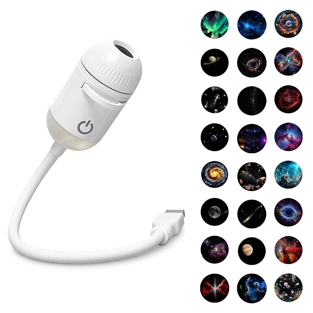 2 in 1 Usb Mini Galaxy Star Projector Night Light Optional Films Starry Sky Ambient Light for Car Home Decor for Adults and Kids