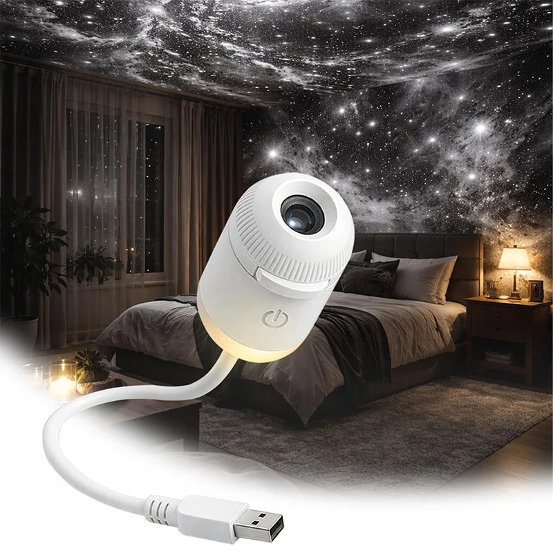 2 in 1 Usb Mini Galaxy Star Projector Night Light Optional Films Starry Sky Ambient Light for Car Home Decor for Adults and Kids