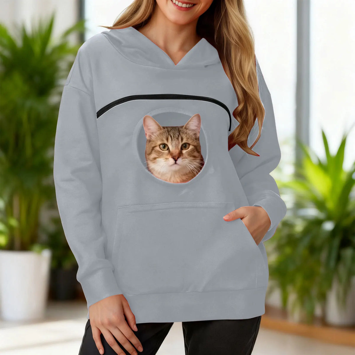 Women New Kangaroo Blackley Sweatshirt Casual Solid Color Pet Pocket Hooded Pullover Tops Pouch Cat Pockets Hoodie for Women