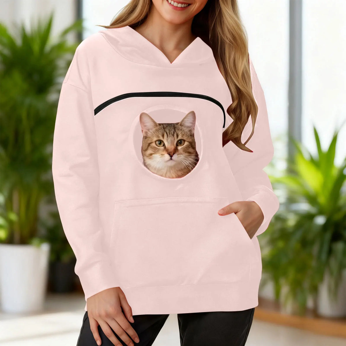 Women New Kangaroo Blackley Sweatshirt Casual Solid Color Pet Pocket Hooded Pullover Tops Pouch Cat Pockets Hoodie for Women
